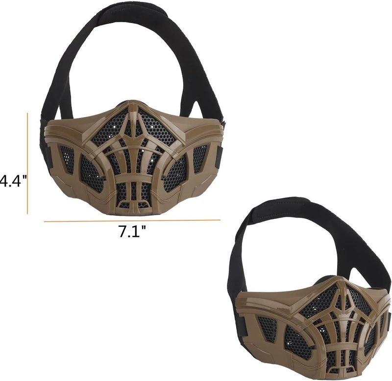 Hdlsina Airsoft Half Face Masks, Half Lower Steel Mesh Airsoft Protective Gear Breathable Silicone Lining Mesh Cover for Adult Men Women BBS Airsoft Shooting CS Survival Games - Image 2